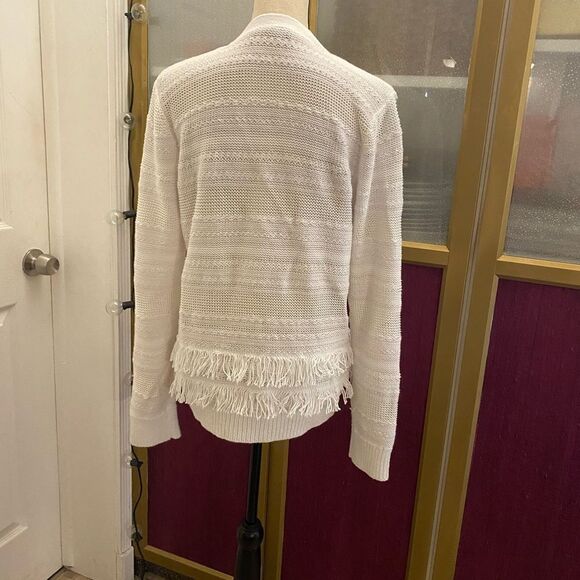 Ralph Lauren black label white fringe cardigan, L - Picture 9 of 12
